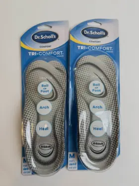 C0050 Dr. Scholls Tri-comfort Insoles Mens 8-12 Arch Heel Ball Of Foot Support 2 Pack
