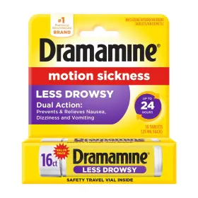 Dramamine 831248000381 Motion Sickness Less Drowsy For Nausea Relief During Travel 16 Co
