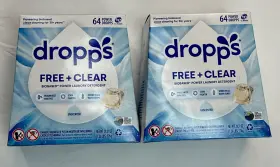 Dropps 052721648511 Laundry Detergent Pods 128 Count Free Clear Unscented Hypoallergenic