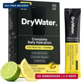 Drywater 860009058491 Electrolyte Vitamin Hydration Powder Packets - Lemon Lime 1 000mg P