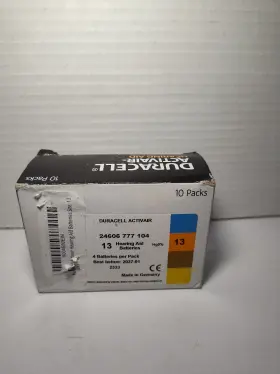 2027 Duracell 043752174502 40 Activair Hearing Aid Batteries Size 13 Open Box Good Till 01/2027