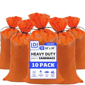 Durasack 653212001749 Large Heavy Duty Sand Bags With Tie Strings 10 Sandbags Orange