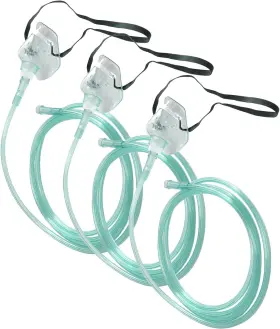 Dwcheck 313038176150 3 Pack Oxygen Mask For Face With 7 Ft Tube