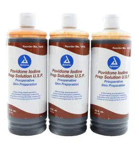 Dynarex 616784141527 3-pack Povidone Iodine Prep Solution U.s.p Topical Antiseptic - 16 Ounce