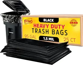 43551-43486 Dyno Products Online 95-96 Gallon Trash Bags 1.5 Mil Black - 25 Count Pack Of 1
