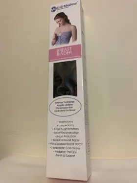 Eab Medicaal 811159010662 Breast Binder Black Sz 3xl 50 Inch -54 Lined Moisture-wicking Support Nib