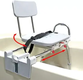 77762 Eagle Health Supplies Snap-n-save Sliding Shower Chair Tub Mount Bath Transfer Bench With Swivel Seat