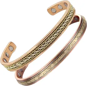 8pgs-8h0y Earth Therapy Original Rope Inlay And Fleur Dftor Pure Copper Magnetic Cuff