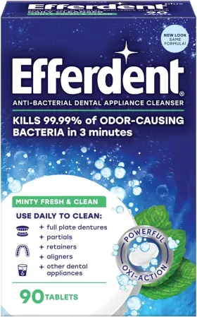 Ppax1213115 Efferdent Denture Cleaner Minty Fresh And Clean Retainer 90 Count Pack Of 1