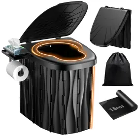 Toilet-202 Eioehtl New Upgraded 11.5 X 7.68 3.27 Inches 15ftft Xl Portable Toilet Black