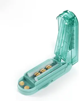 E-388 Eivennko Multiple Pill Splitter Adjustable Cutter Stainless Steel Cutting Cyan