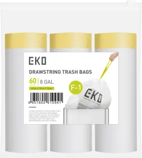 Ek33706-1c Eko 8 Gallon / 30.3 Liter 60 Count Drawstring 20 Pack Of 3 White
