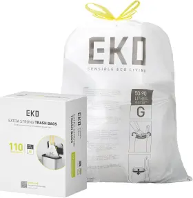 Ek33706b-110 Eko 21 Gallon / 50-90 Liter 110 Countdrawstring Count Pack Of 1 White
