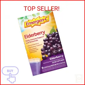 Emergen-c 076314601196 Elderberry Fizzy Drink Mix Immune Support Natural Flavors