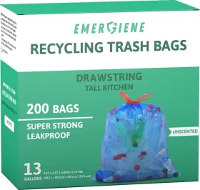 Emtb0004 Emergiene 13 Gallon Recycling Trash Bags 200 Count Pack Of 1 Blue