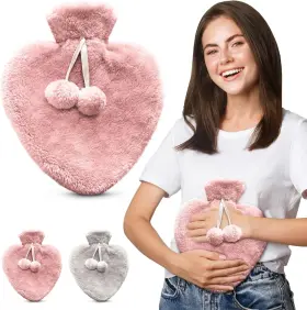 Empire Trading & Commerce 7426968403586 Happy Heaters Hot Water Bottle Fluffy Cover Ideal For Pink