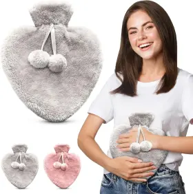 Empire Trading & Commerce 7426968403869 Happy Heaters Hot Water Bottle With Fluffy Cover Ideal For Period Grey