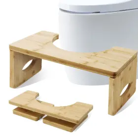 250109-d1529-1 Emprier Squatting Potty For Adults Foldable 7in Bamboo Toilet Yellow