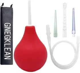 Eneclean 445007747719 Gnegklean Black Silicone Enema Bulb Kit 7.6oz Clean Anal Douche For Men Women