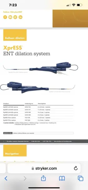 Ulf-106 Entellius Entellus Dilation System Balloon Sinuplasty. Express Ultra