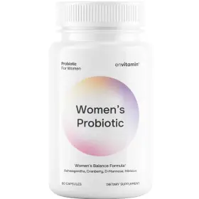 Envitamin 850063247078 Probiotic For Women Balance Formula Ashwagandha Cranberry 60 Count Pack Black