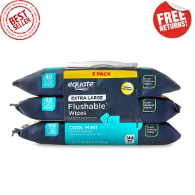 00194346137008 Equate Extra Large Cool Mint Flushable Wipes Extra-large 7 Inch X 6 Pack 288 Ct