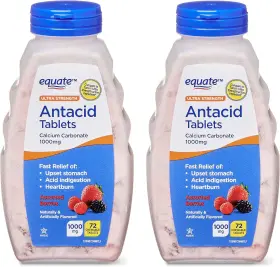 18890 Equate Ultra Strength Antacid Assorted Berries Chewable Tablets 1000 Mg 72 Count