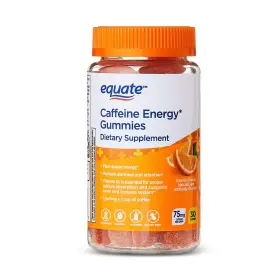 Equate 194346254859 Caffeine Energy Gummies Dietary Supplement 75mg Orange Flavor 30 Count