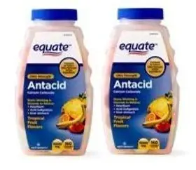 Equate 757817823987 Antacid Tablets Ultra Strength Tropical Fruit Flavors Chewable