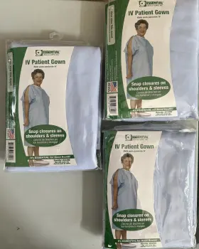 C3300 Essential Medical Supply Inc. C3022 Essentials Iv Patient Gown C3300- Blue 3 Count