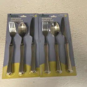 L5006 Essential Medical Supply Weighted Utensil Set Fork Knife Spoon Lot Of 2