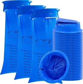 Eukeston 705353156427 30 Pack Blue Emesis Vomit Bags For Morning Sickness 1000 Ml Portable Nausea Bag