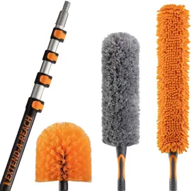 Extend-a-reach P3 18 Duster Kit Ft Telescopic Pole Ceiling Fan Cleaner Black Orange 5-18