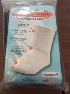 8951 Extra Wide Sock Company Bariatric Size 14 E Calf Stretches To 30 Inch Black New In Pkg