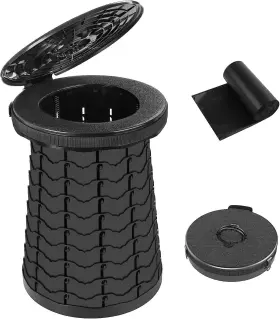 Famyun 771077825987 Portable Toilet - 19.7 Inch H Adjustable Foldable Camping Xxl Black