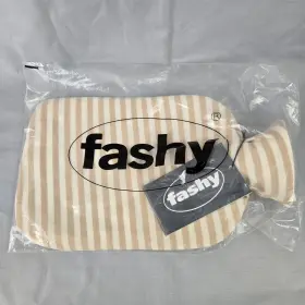6420-10 Fashy 2l Hot Water Bottle Ivory Striped 100% Cotton Cover Thermoplastic New