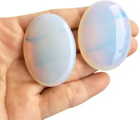 Skya02306 Fekuar 2pcs Polished Crystal Palm Stone Healing Energy Pocket White Opalite