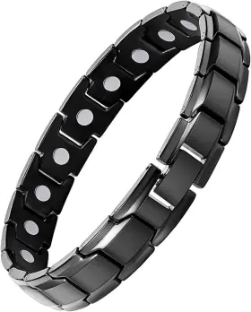 190730001 Feraco Mens Magnetic Bracelet Effective Titanium Steel Magnet Black