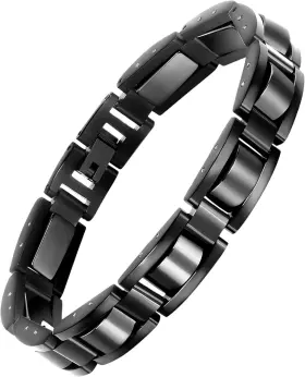 191029003 Feraco Mens Magnetic Bracelets Classic Balck Titanium Stainless Steel Black