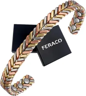 20220222001 Feraco Pure Copper Bracelet For Women Ultra Strength Magnetic Cuff Tricolor