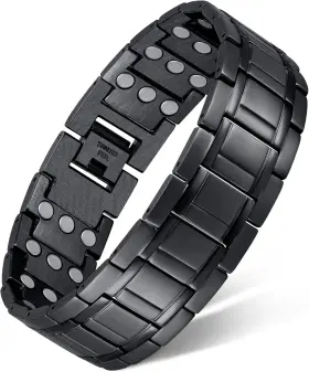 20221114001 Feraco 3x Magnetic Bracelets For Men Titanium Steel Bracelet Black