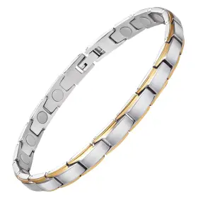 Usge200512003 Feraco Magnetic Bracelet For Women Titanium Steel 8.66 Silver And Gold