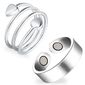 Uspy20220614006 Feraco 2pcs Copper Rings For Women 99.99% Pure Adjustable Silver