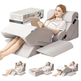 F25wp9 Fifthquarter Orthopedic Bed Wedge Pillow Set 9pcs Gray Memory Foam Pain Relief Adjustable