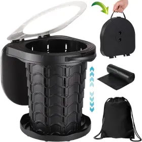 Mo-009.11 Fishboy Upgraded Portable Toilet For Camping Adjustable 13 Inch High Black