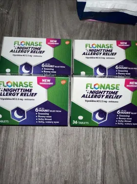Flonase 353100346524 4x Night Time Triprolidine Hci Allergy Relief Tablets 36 Tabs Exp10/25
