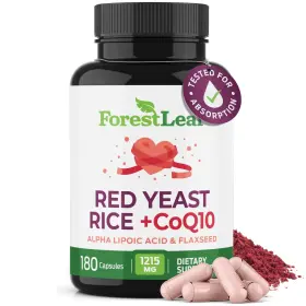 Fola-ryr180 Forestleaf Red Yeast Rice Coq10 Supplement 1215mg 180 Capsules Organic