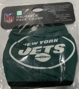 Forever Collectibles 194751473975 Nfl New York Jets Reuseable Face Cover/mask