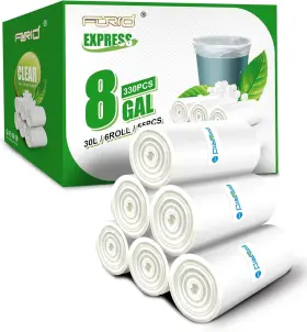 Forid 191171516244 Medium Clear Trash Bags - 8 Gallon Garbage 330 Count