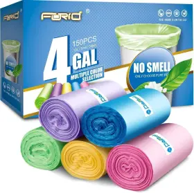 Forid 606719565818 Small Trash Bags 4 Gallon For Bathroom - Extra Thick Colored Colorful